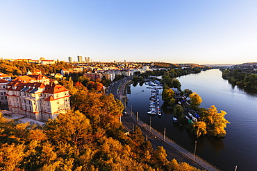 Vysehrad castle area above Vltava River, Prague, Czech Republic, Europe