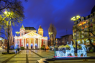 Ivan Vazov National Theatre at Christmas, Sofia, Bulgaria, Europe