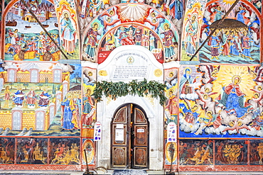 Frescoes at Church of the Nativity of the Virgin Mother, Rila Monastery, UNESCO World Heritage Site, Bulgaria, Europe