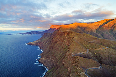 West coast scenery at sunset, Gran Canaria, Canary Islands, Spain, Atlantic, Europe