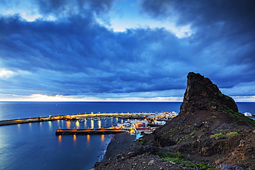 Coastline and harbour, Agaete, Gran Canaria, Canary Islands, Spain, Atlantic, Europe