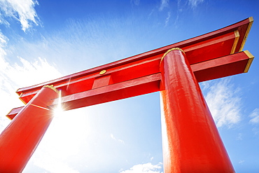 Torii gate at Heian Jingu Shinto shrine, Kyoto, Japan, Asia