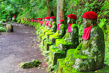 Narabi jizo temple guardian statues, Nikko, UNESCO World Heritage Site, Tochigi prefecture, Honshu, Japan, Asia