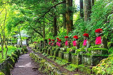 Narabi jizo temple guardian statues, Nikko, UNESCO World Heritage Site, Tochigi prefecture, Honshu, Japan, Asia