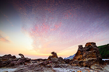 Godzilla Rock at sunset, Akita prefecture, Tohoku, Honshu, Japan, Asia