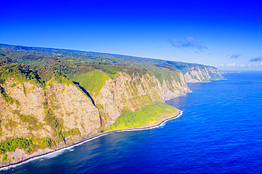 Aeriall view of Waipio valley north shore, Big Island, Hawaii, United States of America, North America