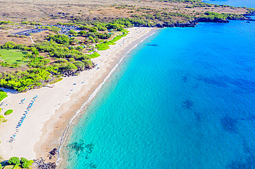 Aerial view of Hapuna beach, west coast resort, Big Island, Hawaii, United States of America, North America