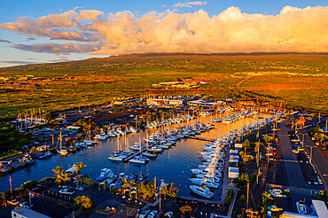 Aerial view of Honokohau Marina, Big Island, Hawaii, United States of America, North America