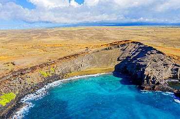 Aerial view of Green Sand Beach, Big Island, Hawaii, United States of America, North America