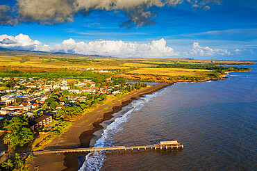 Aerial by drone of Waimea, Kauai Island, Hawaii, United States of America, North America