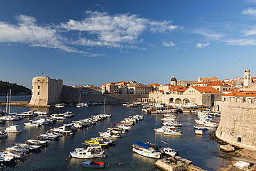 Dubrovnik's small boat harbor, Old Town, UNESCO World Heritage Site, Dubrovnik, Croatia, Europe