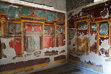 A corner of the Dining room in Oplontis villa (Villa Oplontis), Oplontis, UNESCO World Heritage Site, Torre Annunziata, Campania, Italy, Europe