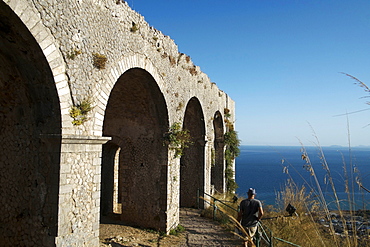 View of the Tyrrhenian Sea from the Temple of Anxur, Terracina, Lazio, Italy, Europe