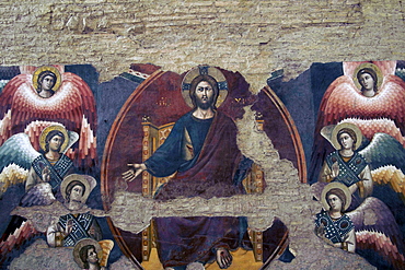 Christ the Judge painted in 1293 by Pietro Cavallini at Santa Cecilia, Rome, Lazio, Italy, Europe