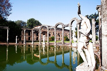 Canopus pool, Villa Adriana (Hadrian's Villa), UNESCO World Heritage Site, Tivoli, Lazio, Italy, Europe