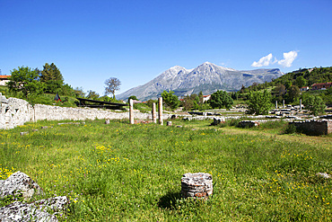 View into Alba Fucens Agora, Abruzzo, Italy, Europe