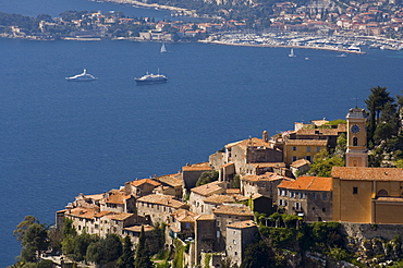 Eze village and Cap Ferrat, Alpes Maritimes, Provence, Cote d'Azur, French Riviera, France, Mediterranean, Europe