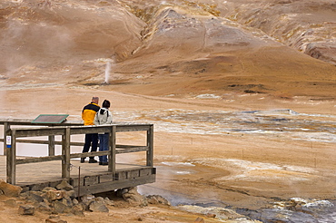 Hverir geothermal fields at the foot of Namafjall mountain, Myvatn Lake area, Iceland, Polar Regions