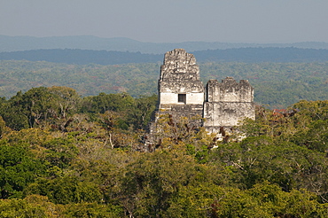 Temple I and Temple II, Mayan archaeological site, Tikal, UNESCO World Heritage Site, Guatemala, Central America