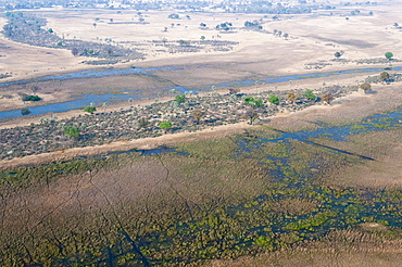 Aerial view of Okavango delta, Botswana, Africa