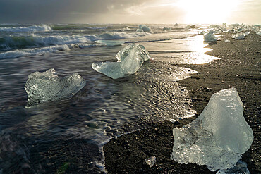 Blocks of ice, Diamond Beach, Jokulsarlon, Iceland, Polar Regions