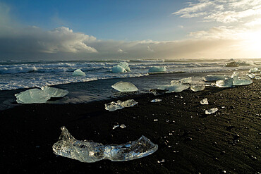 Blocks of ice, Diamond Beach, Jokulsarlon, Iceland, Polar Regions