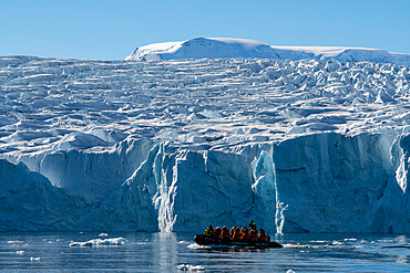 National Geographic Expeditions, Ponant guests exploring the glacier of Larsen Inlet, Weddell Sea, Antarctica, Polar Regions
