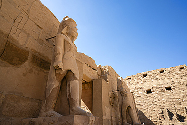 Entrance of Ramses III temple, Temple complex of Karnak, Egypt.