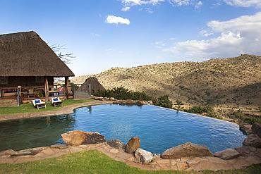 Infinity pool and view from Borana luxury safari lodge, Laikipia, Kenya, East Africa, Africa