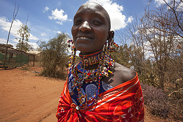 Maasai woman at the Predator Compensation Fund Pay Day, Mbirikani Group Ranch, Amboseli-Tsavo eco-system, Kenya, East Africa, Africa