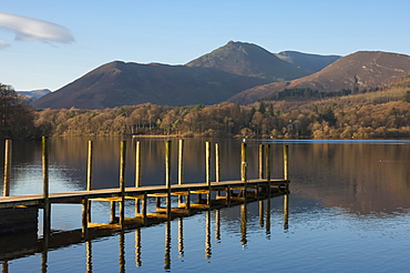 Causey Pike from the boat landing, Derwentwater, Keswick, Lake District National Park, Cumbria, England, United Kingdom, Europe