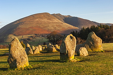 Castlerigg Stone Circle, Saddleback (Blencathra) behind, Keswick, Lake District National Park, UNESCO World Heritage Site, Cumbria, England, United Kingdom, Europe