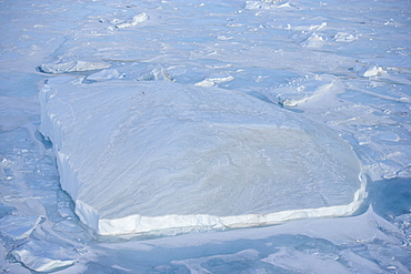 Iceberg and pack ice seen on heli flight from Russian icebreaker, Kapitan Khlebnikov, Weddell Sea, Antarctica, Polar Regions