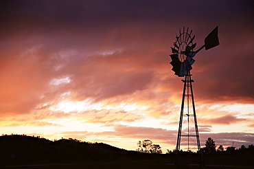 Windmill (wind pump) at sunset, South Australia, Australia, Pacific