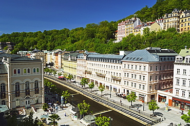 Historic spa section of Karlovy Vary, Bohemia, Czech Republic, Europe