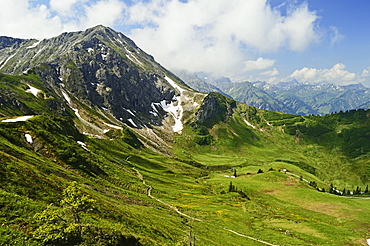 View of Hammerspitze from Kanzelwand, Kleines Walsertal, Austria, Europe