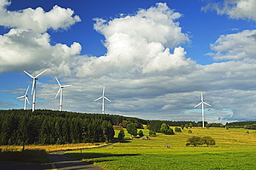 Wind turbines, Westerwald, Rhineland-Palatinate, Germany, Europe 