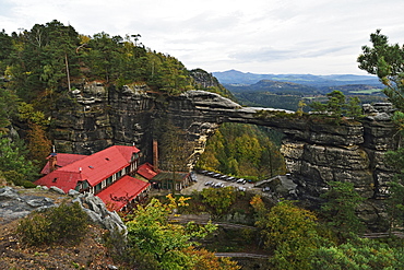 Falcon's nest and Pravcicka brana, Bohemian Switzerland, Elbe Sandstone Mountains, Czech Republic, Europe