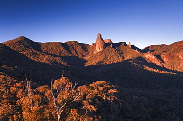 Crater Bluff and Breadknife from Macha Tor, Warrumbungle National Park, New South Wales, Australia, Pacific