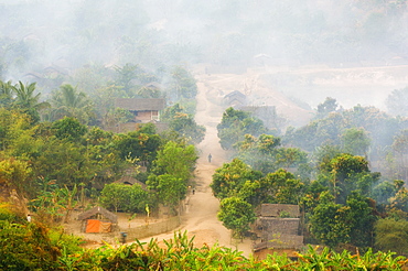 Morning fog over Mrauk U, Myanmar (Burma), Asia