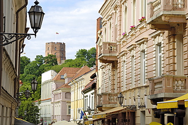 Pilies Gatve with the Old Castle in the background, Vilnius, Lithuania, Baltic States, Europe