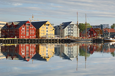 Historic warehouses, quayside, Tromso, Norway, Scandinavia, Europe