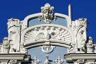 Art nouveau architecture, 10b Elizabetes iela, designed by Mikhail Eisenstein, Riga, Latvia, Baltic States, Europe