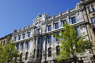 Art nouveau architecture, 10b Elizabetes iela, designed by Mikhail Eisenstein, Riga, UNESCO World Heritage Site, Latvia, Baltic States, Europe