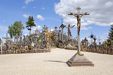 Cross laid by Pope John Paul II in 1993 at the Hill of Crosses, near Siauliai, Lithuania, Baltic States, Europe