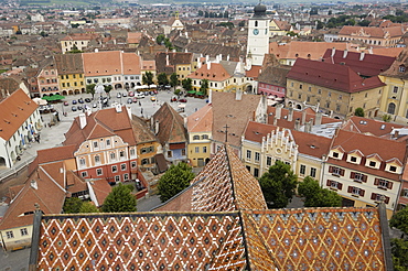 Sibiu from the Evangelical Cathedral, Sibiu, Transylvania, Romania, Europe