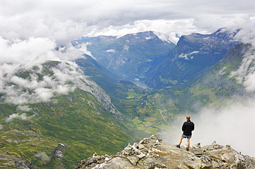 View from Dalsnibba mountain viewpoint, near Geiranger, More og Romsdal, Norway, Scandinavia, Europe