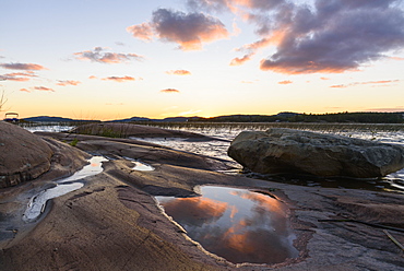 Georgian Bay and Lake Huron at dusk in Killarney, Ontario, Canada, North America