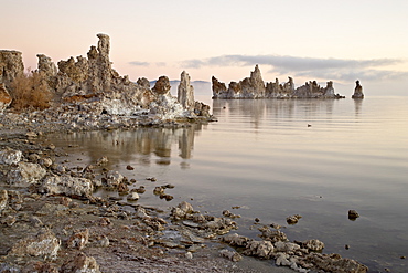 Tufa formations at sunrise, Mono Lake, California, United States of America, North America