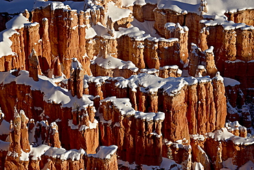 Hoodoos with fresh snow, Bryce Canyon National Park, Utah, United States of America, North America